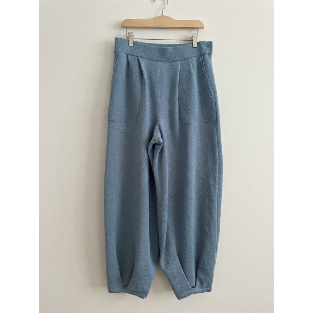 Free People Beach Freya Blue Knit Pants Slouchy Baloon size Large - Picture 1 of 7